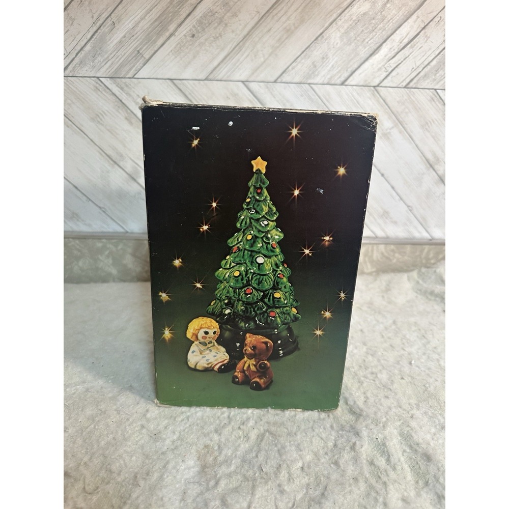 1970's Avon Merry Christmas Tree Hostess Set Ceramic Tree With Salt Pepper Set